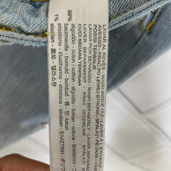 Zara Basic Z1975 Light Wash Pearl Embellished Cropped Ripped Jeans 6/28 - Picture 10 of 12